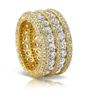 Ultimate Boss Bling Bling CZ Eternity Mens Ring in Gold