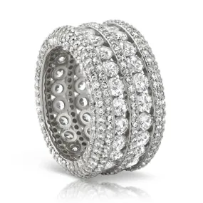 Ultimate Boss Bling Bling CZ Eternity Mens Ring in Rhodium