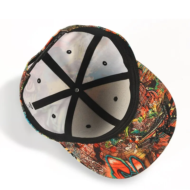 Unisex 3D Graffiti Flat Brim Trucker Hip Hop Adjustable Baseball Cap