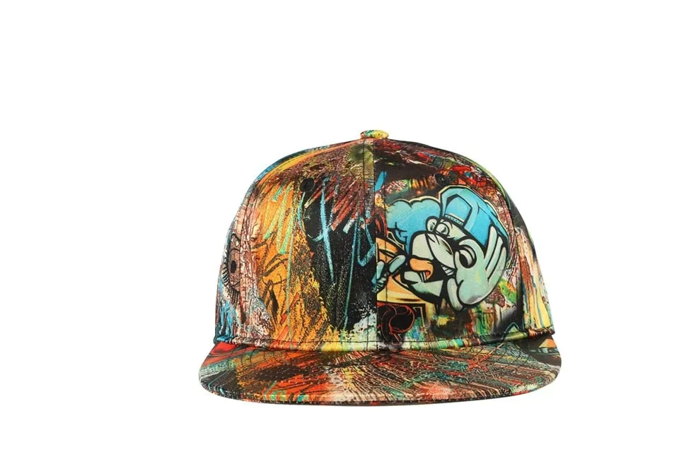 Unisex 3D Graffiti Flat Brim Trucker Hip Hop Adjustable Baseball Cap