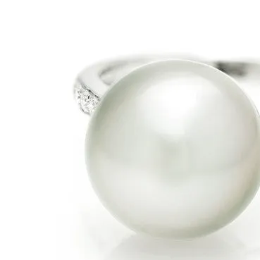 White Gold, Australian South Sea Pearl and Diamond Ring