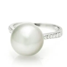 White Gold, Australian South Sea Pearl and Diamond Ring