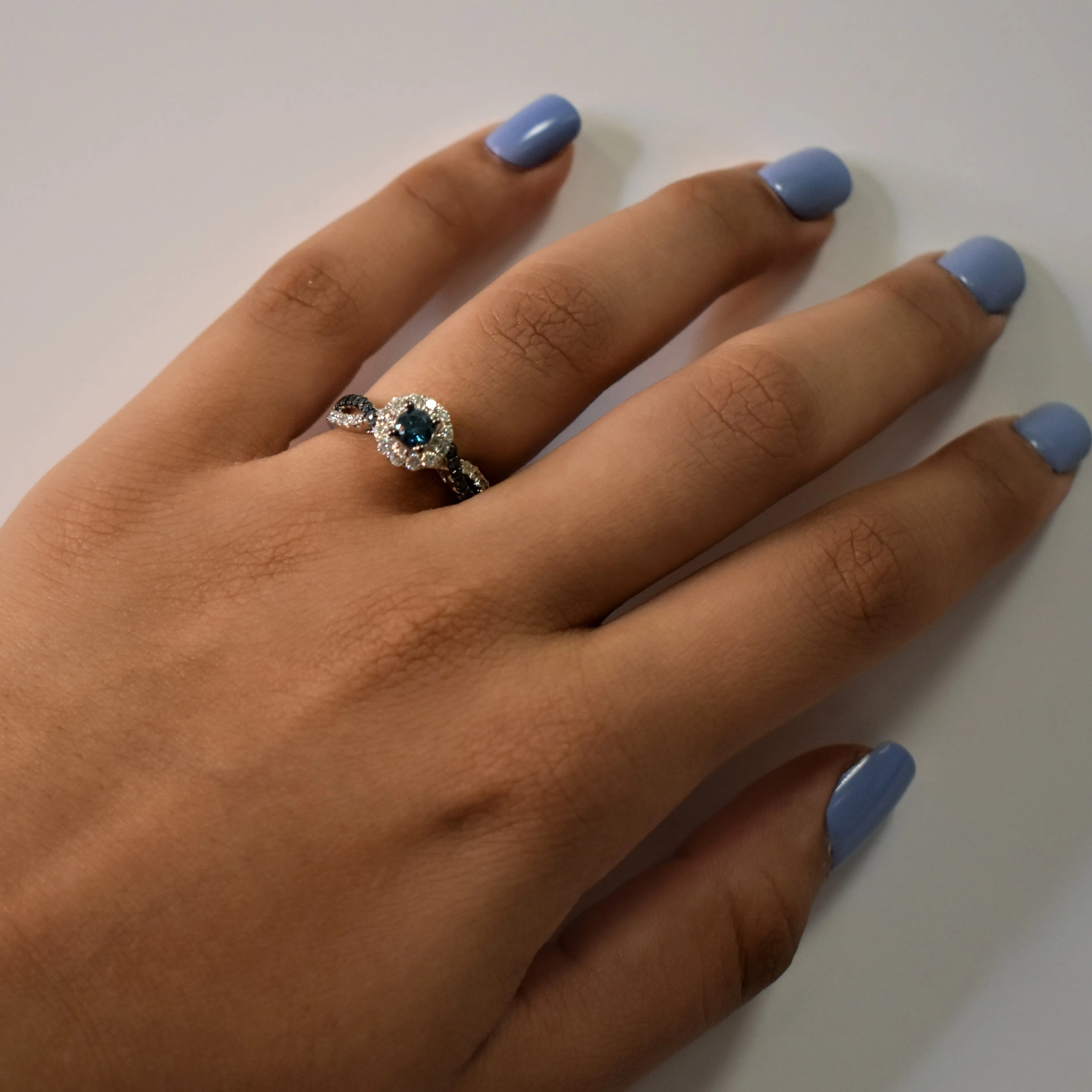 White Gold Blue & White Diamond Eternal Ring