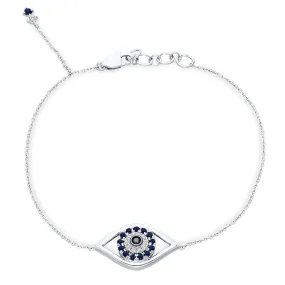 White Gold Sapphire & White Diamond Evil Eye Bracelet